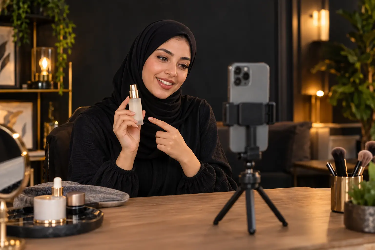 UGC creator filming a product video