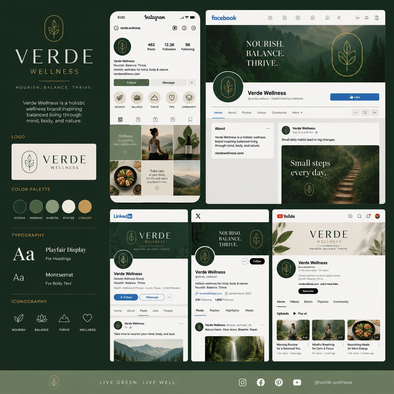 A brand identity applied across multiple social platforms