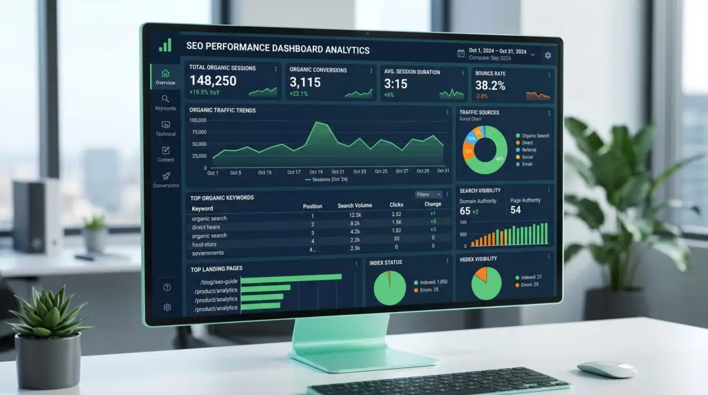 SEO performance dashboard analytics