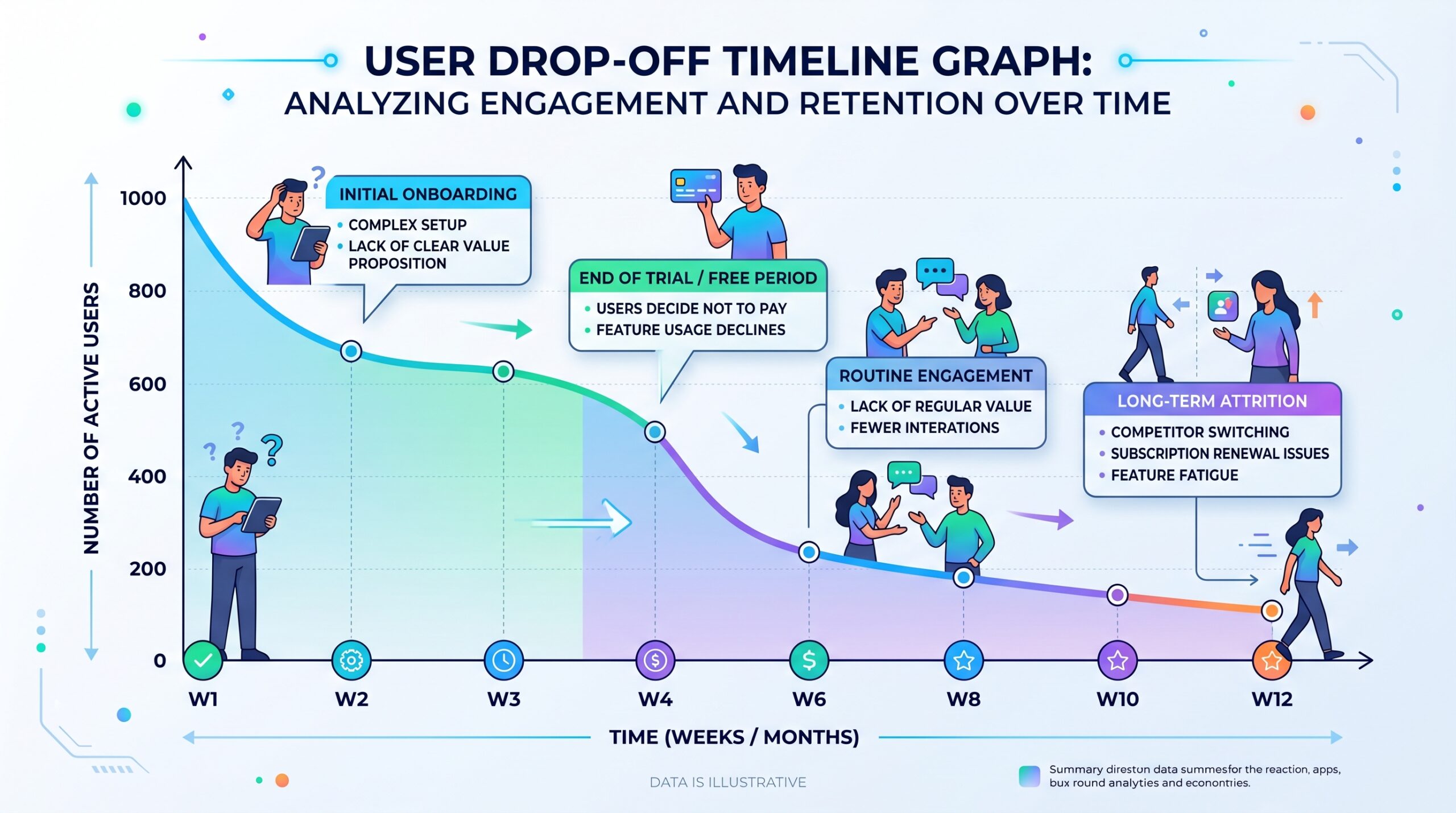 User drop-off timeline graph