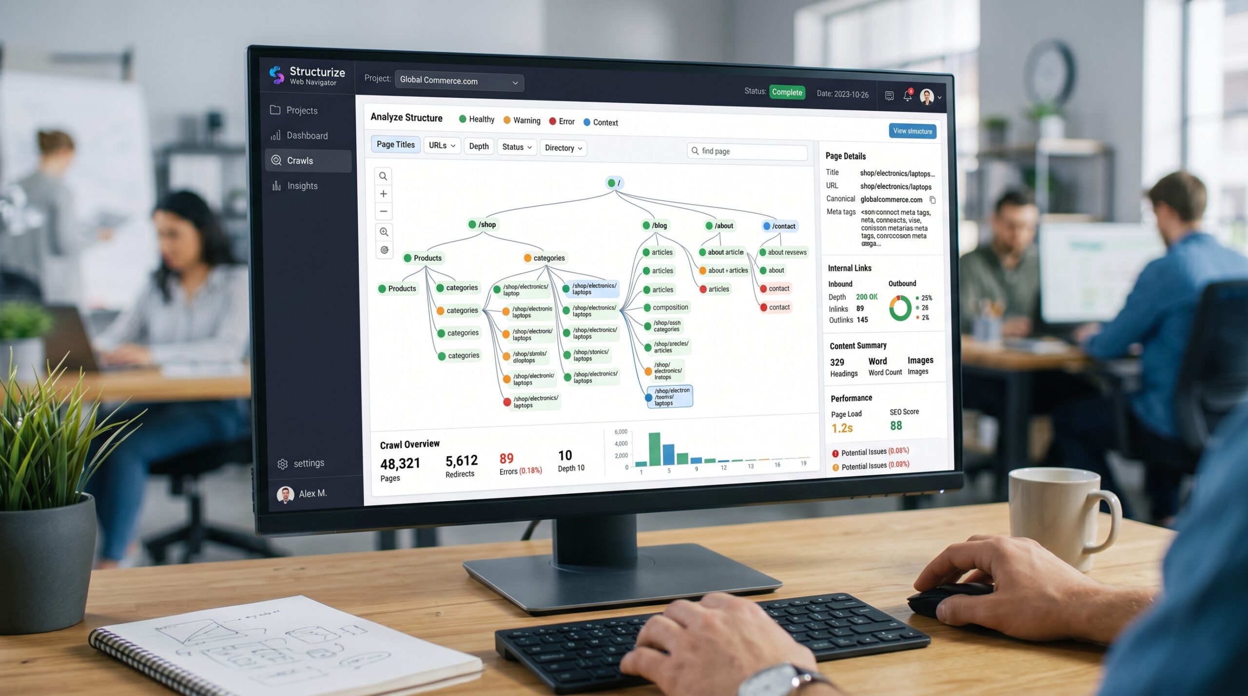 Website structure analysis interface